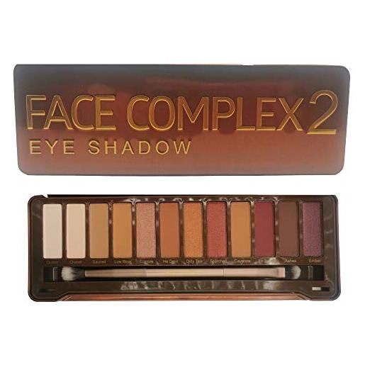 FACE COMPLEX professional makeup palette ombretti brownie palette, pigmenti pressati, 12 tonalità, effetto glitter and matte, confezione da 1
