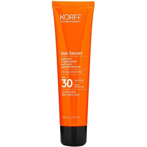 KORFF Srl korff sun secret latte solare protettivo/anti-age corpo spf30 100ml - protezione solare avanzata