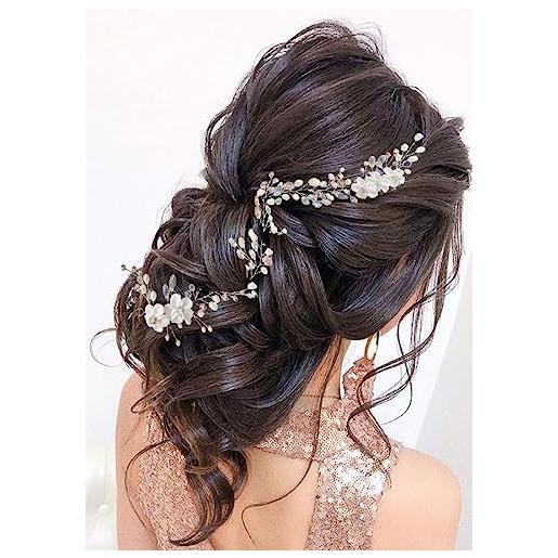 Unicra sposa capelli da sposa vite argento floreale fascia rhineatone accessori per capelli da sposa copricapo per le donne