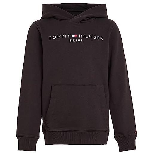 Tommy Hilfiger felpa bambini unisex essential hoodie con cappuccio, grigio (light grey heather), 14 anni