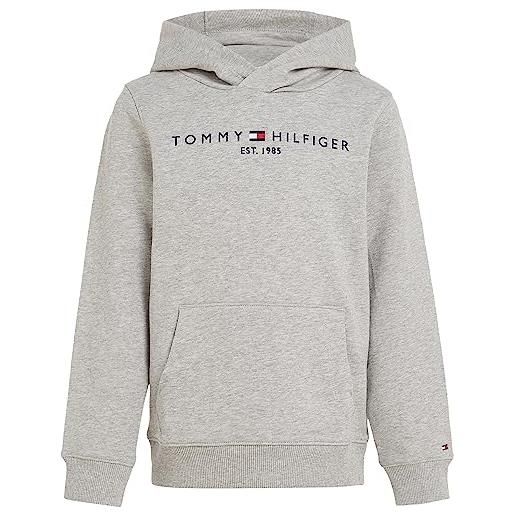 Tommy Hilfiger felpa bambini unisex essential hoodie con cappuccio, grigio (light grey heather), 16 anni