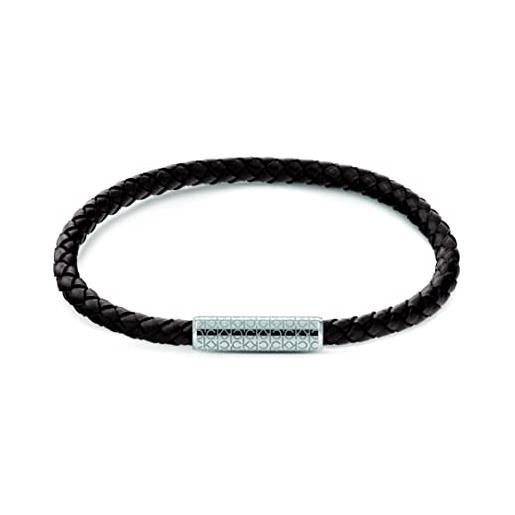Calvin Klein braccialetto in pelle da uomo collezione wrapped & braided marrone - 35000102