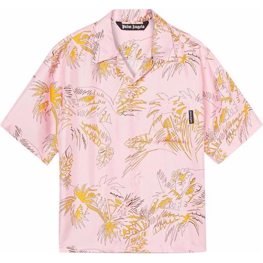 Palm Angels camicia abstract palms con stampa - rosa