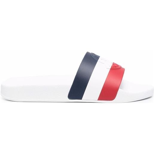 Moncler sandali slides con logo goffrato - bianco