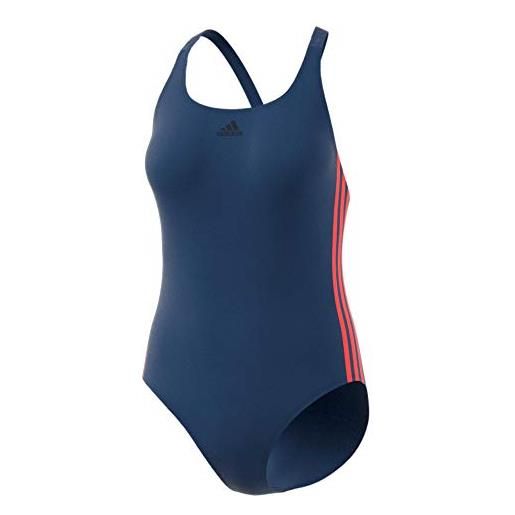 adidas fit suit 3s costume da nuoto, donna, tech indigo/app solar red, 36