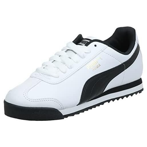 Puma roma basic, scarpe da ginnastica basse uomo, bianco white schwarzes leder, 37.5 eu