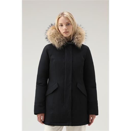 Woolrich donna arctic parka in ramar cloth con pelliccia removibile navy taglia xs