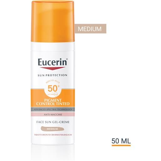BEIERSDORF SPA eucerin sun pigment control tinted spf50+ - crema gel solare viso anti macchie - colore medio - 50 ml