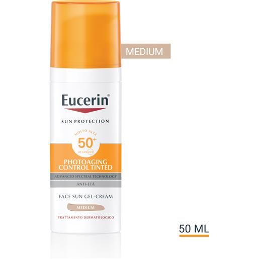 BEIERSDORF SPA eucerin sun photoaging control tinted spf50+ - crema gel solare viso antietà - colore medio - 50 ml