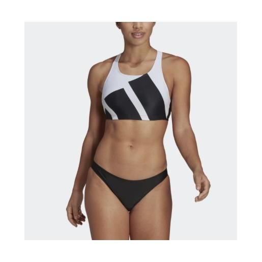 Adidas b bars bikini top+slip nero/bianco logo grande donna