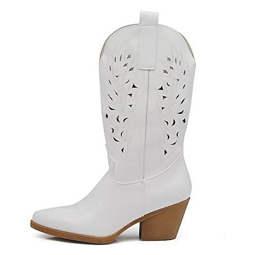 IF fashion cowboy western scarpe da donna stivali stivaletti punta quadrata camperos texani etnici c19004-4 cuoio n. 37
