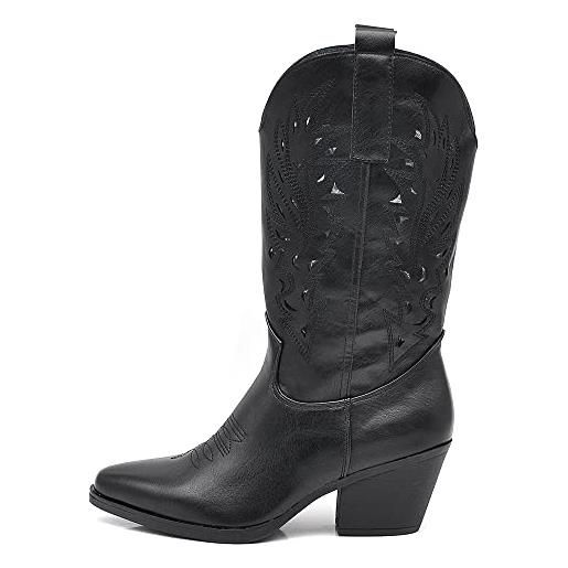 IF fashion cowboy western scarpe da donna stivali stivaletti punta quadrata camperos texani etnici 922 beige n. 38