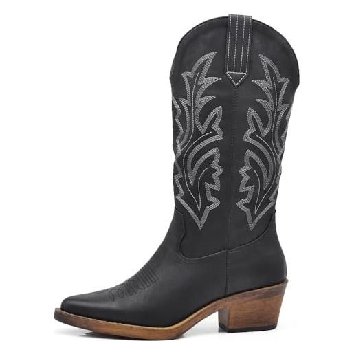 IF fashion cowboy western scarpe da donna stivali stivaletti punta quadrata camperos texani etnici 886 beige n. 40
