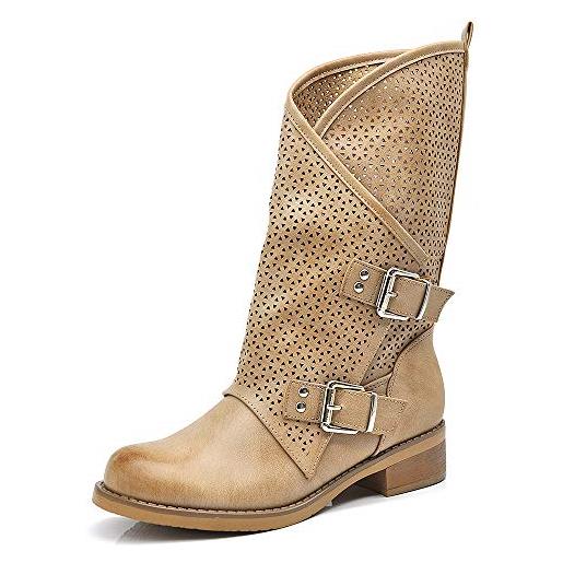 IF fashion scarpe da donna stivali stivaletti biker fibbie anfibi primaverili estivi g697 nero n. 40