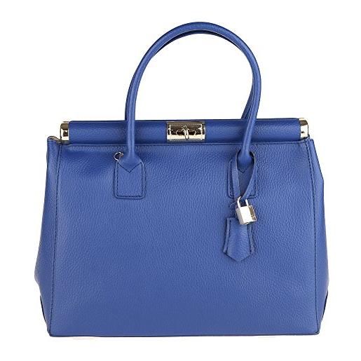 Chicca Borse handbag borsa a mano da donna con tracolla in vera pelle stampa cocco lucido made in italy 35x28x16 cm (cocco lucido rosso)