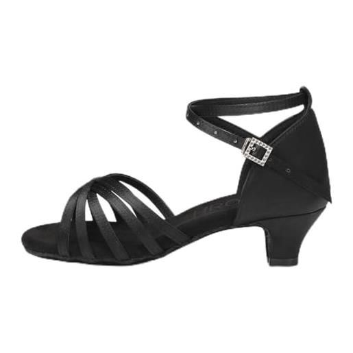 HROYL scarpe da ballo latino americano donna scarpe da ballo salsa bambina con tacco 4cm modello xgg-234 marrone 36.5 eu