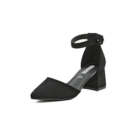 QUEEN HELENA décolleté sandali eleganti a punta chiusa scarpe con tacco quadrato medio donna zm6046 (zm7001 rosso, numeric_35)