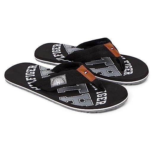 Tommy Hilfiger infradito uomo essential th beach sandal, nero (black), 45