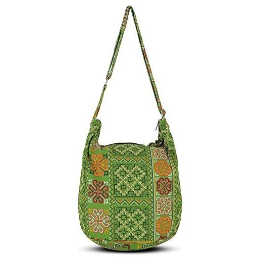 Your cozy hobo sling borse per le donne crossbody bag thai top handmade borsa a tracolla con cinturino regolabile, tribù-01, taglia unica