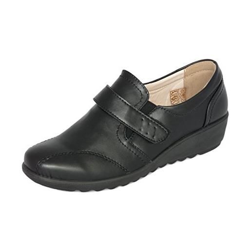 Cushion Walk, scarpe da donna in pelle nera leggera foderata al tatto, con zeppa bassa, scarpe comode da lavoro casual e ufficio, nero (nero ), 40 eu