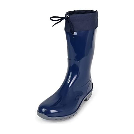 Regenliebe - stivali da pioggia da donna in gomma, con gambo lungo, (fuchsia dunkelblau), 39 eu