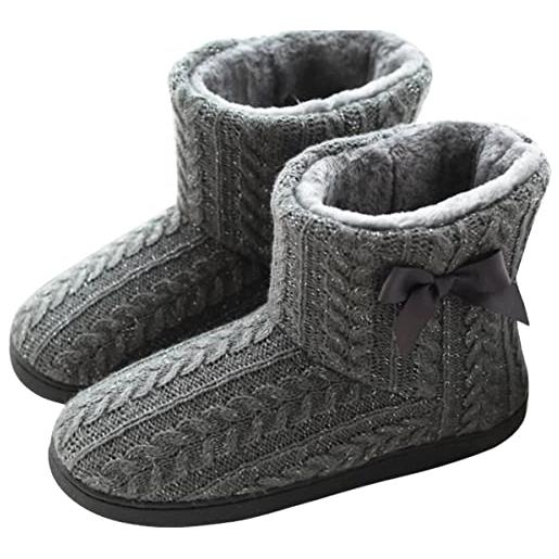 GILKUO pantofole donna stivaletto stivali invernali da casa calde peluche stivaletti pantofole camera ciabatte alte inverno grigio taglie 35 36