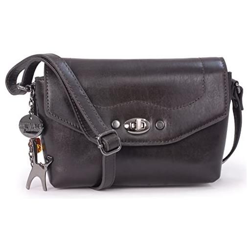 Catwalk Collection Handbags - vera pelle - borse a tracolla/piccola borsa a mano/messenger/borsetta donna - con ciondolo a forma di gatto - florence - blu cs