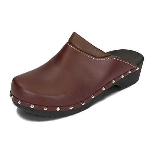 BeComfy zoccoli da uomo nero pelle clogs suola in legno scarpe sanitarie 40-46 (nero comfort, numeric_43)