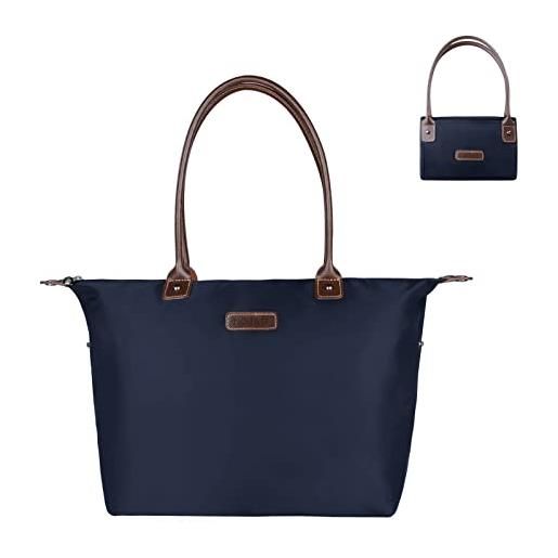 NOTAG borsa tote donna, impermeabile nylon borsetta borse a tracolla viaggio borse da spiaggia shopper (nero)