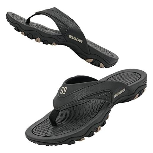 WateLves uomo infradito ciabatte flip flops estate spiaggia sandali antiscivolo piscina(marrone scuro, 45 eu)