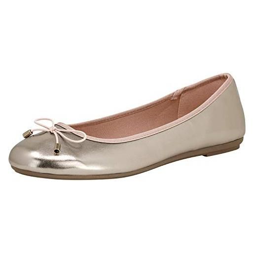 Fitters Footwear That Fits donne ballerine claudia finta pelle look metallico con fiocco (43 eu, champagne)
