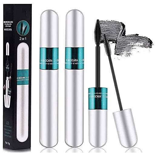 Pelinuar lash cosmetics vibely mascara, 4d silk fiber lash mascara, 2 in 1 thrive mascara for natural lengthening and thickening effect, all day exquisitely full, long, thick, smudge-proof eyelashes (2 pcs)