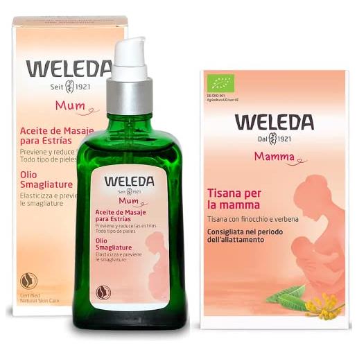 Weleda Italia weleda - pacchetto mamma 2 - olio smagliature 9 mesi - 100 ml + tisana per la mamma - 20 bustino in filtro - smagliature, gravidanza, parto, allattamento + in omaggio 2 tisane funzionali viropa