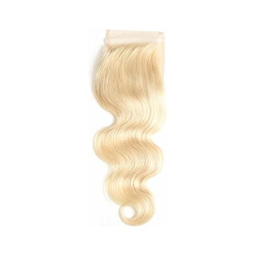 Mila Hair mila 613# biondi capelli umani mossi 100% remy lace closure chiusure body wave style brazilian blonde human hair closure (4×4) 14/35cm
