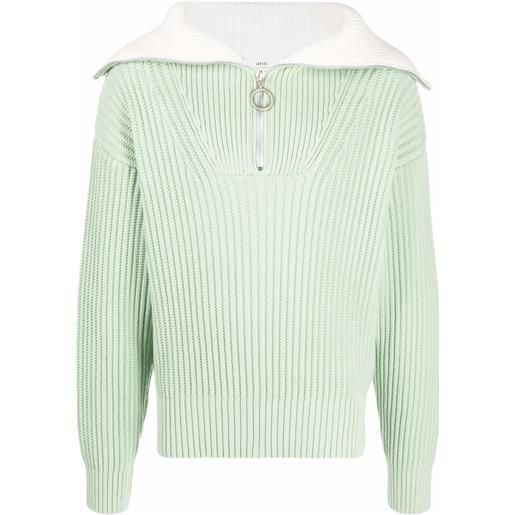 AMI Paris maglione con zip - verde