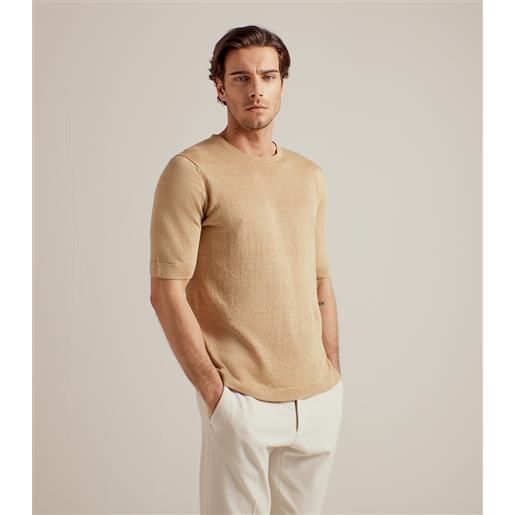 S. Moritz t-shirt beige in lino fit dritto
