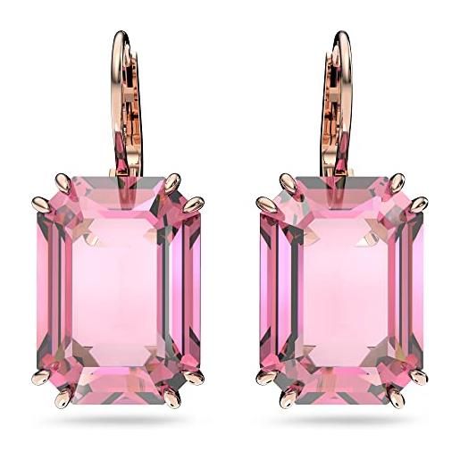 Swarovski orecchini millenia, cristallo taglio ottagonale, rosa, placcato color oro rosa