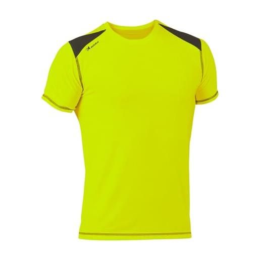 ASIOKA 182/17, maglietta tecnica combinata unisex per adulti m/corta, giallo fluo/grigio (marengo)