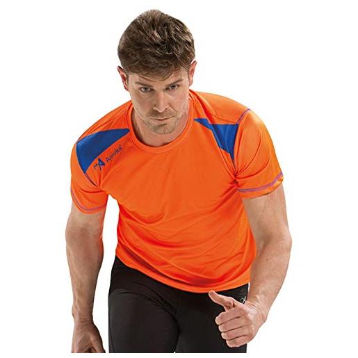 Asioka 182/17, maglietta da corsa tecnica combinata unisex per adulti m/corta, naranja/royal, l