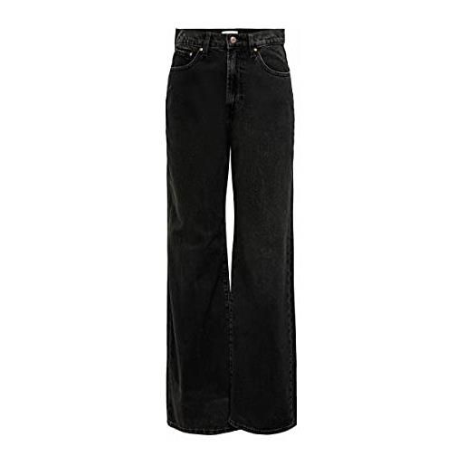 Only onlhope ex hw wide dnm ana129 noos jeans, black denim, 25/30 da donna