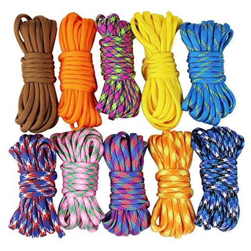 UOOOM 10 pezzi corda per paracadute, per realizzare un braccialetto di sopravvivenza, set fai da te corda da paracadute corda per sopravvivenza corda set fai da te da intrecciare a mano