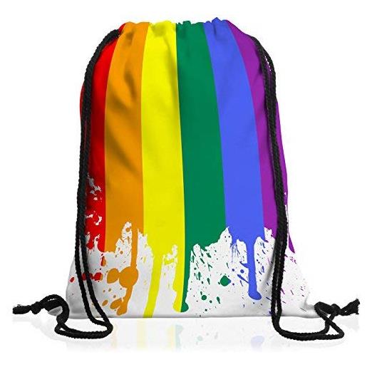 style3 bandiera arcobaleno borsa da spalla sacco sacchetto drawstring bag gymsac
