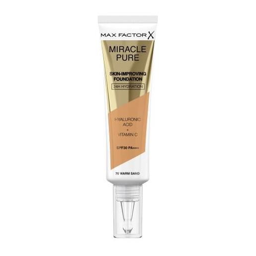 Max Factor miracle pure skin-improving foundation spf30 fondotinta idratante nutriente 30 ml tonalità 70 warm sand