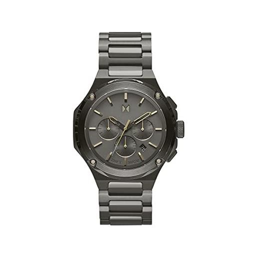 Mvmt orologio con cronografo al quarzo da uomo con cinturino in acciaio inossidabile grigio - 28000153-d