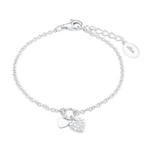 s.Oliver bracciale gioielli da braccio, con zirconia sintetico, 14+2 cm, argento, cuore, viene fornito in una confezione regalo di gioielli, 2022701