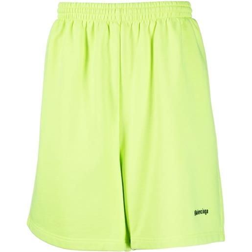 Balenciaga shorts sportivi con ricamo - giallo