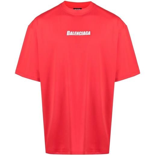 Balenciaga t-shirt swim oversize con logo - rosso