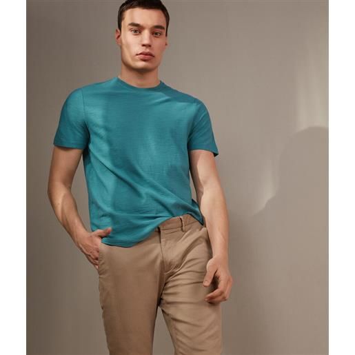 Falconeri t-shirt in cotone twist verde riviera tinto capo