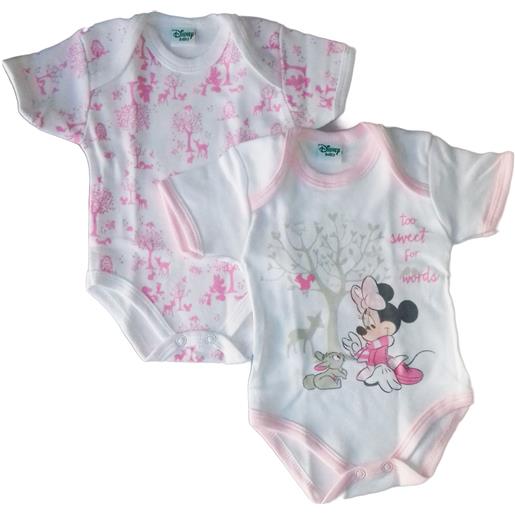 Disney Baby bi-pack confezione 2pz body interlock Disney Baby minnie bianco rosa