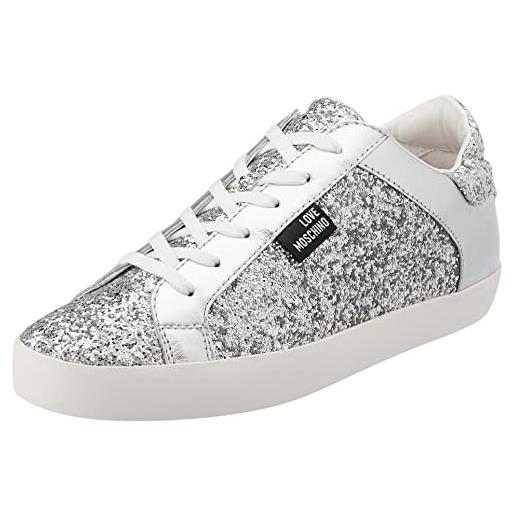 Love Moschino sneaker, scarpe con lacci donna, grigio, 39 eu